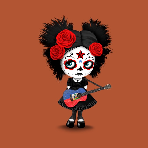 Sugar Skull Girl Playing Haitian Flag Guitar by jeffbartels