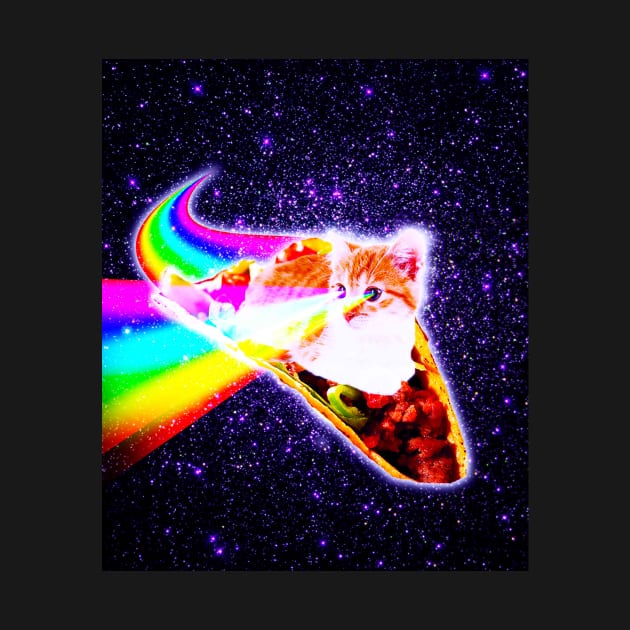 Rainbow Laser Eyes Galaxy Cat Riding Taco by Random Galaxy