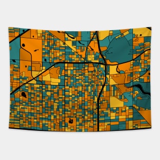 Lubbock Map Pattern in Orange & Teal Tapestry