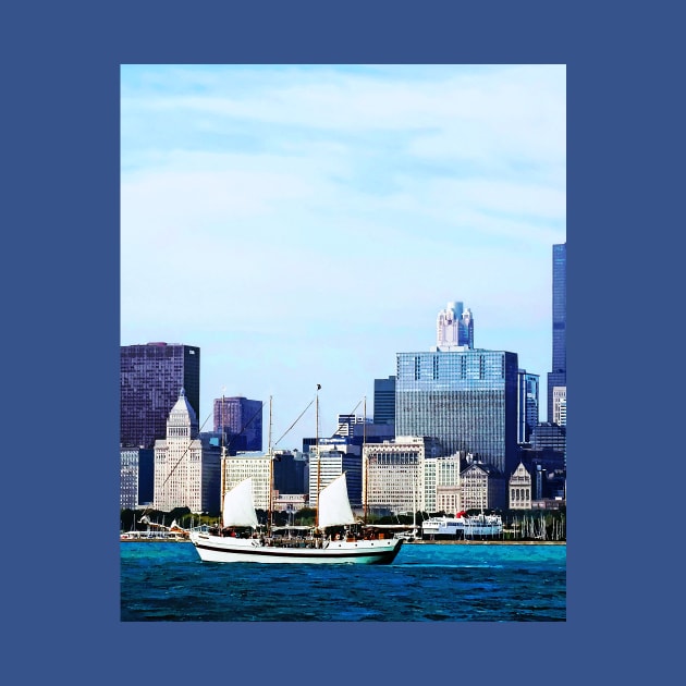 Chicago IL - Schooner Against Chicato Skyline by SusanSavad