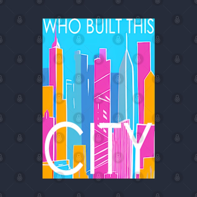 Who built this city! , Skyline in the sea border, pastel color, pink, cyan, chalk art by AISHOPPE