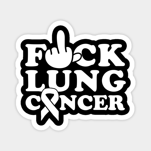 F*ck Lung Cancer White Ribbon Gift Magnet by thuylinh8