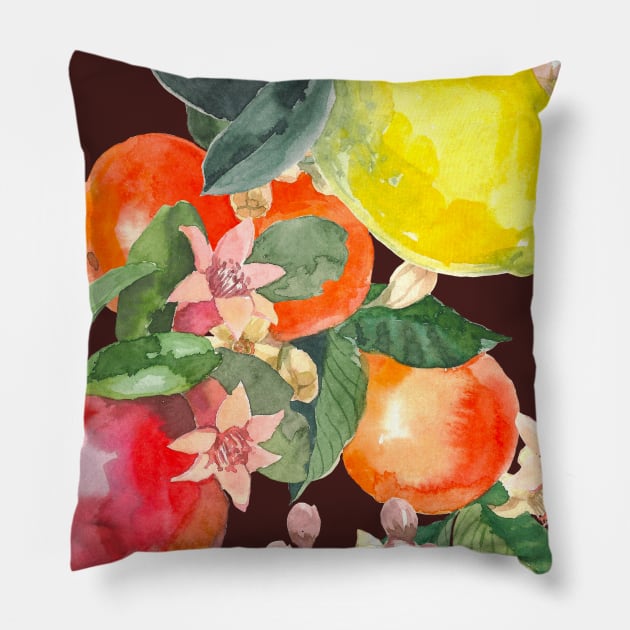 Tropical fruits pattern Pillow by GreekTavern