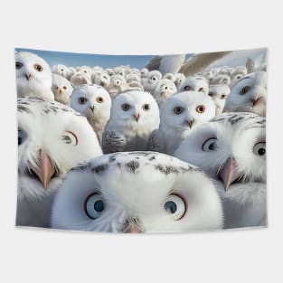 Owl Bird Wild Nature Funny Happy Humor Photo Selfie Tapestry