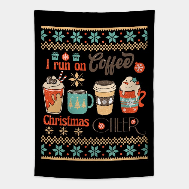 I RUN ON COFFEE AND CHRISTMAS CHEER Tapestry by MZeeDesigns