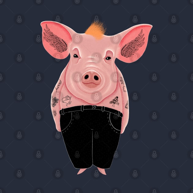 Cool Pig with Tattoo in Trousers by DrawingEggen