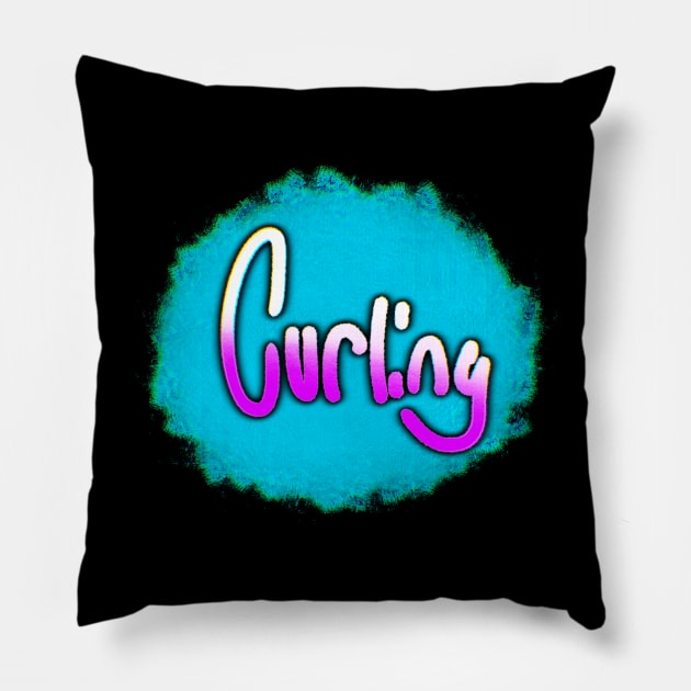 Curling 2022 Olympic Winter Sports Lover -  Snowboarding - Graphic Typography Saying Pillow by MaystarUniverse