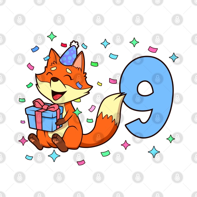 I am 9 with fox - boy birthday 9 years old by Modern Medieval Design