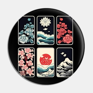 Japanese Inspired Panels | Japanese Waves and Flowers Pin