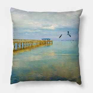 Florida Harbor Pier at Dusk Pillow