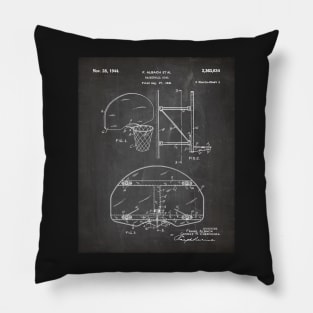 Basketball Net Patent - Basketball Fan Coach Player Art - Black Chalkboard Pillow