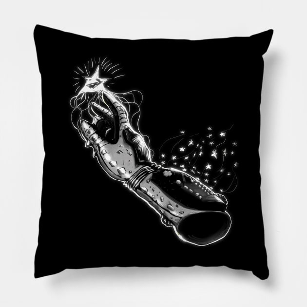 Retro glove of power Pillow by Ninjanese_art