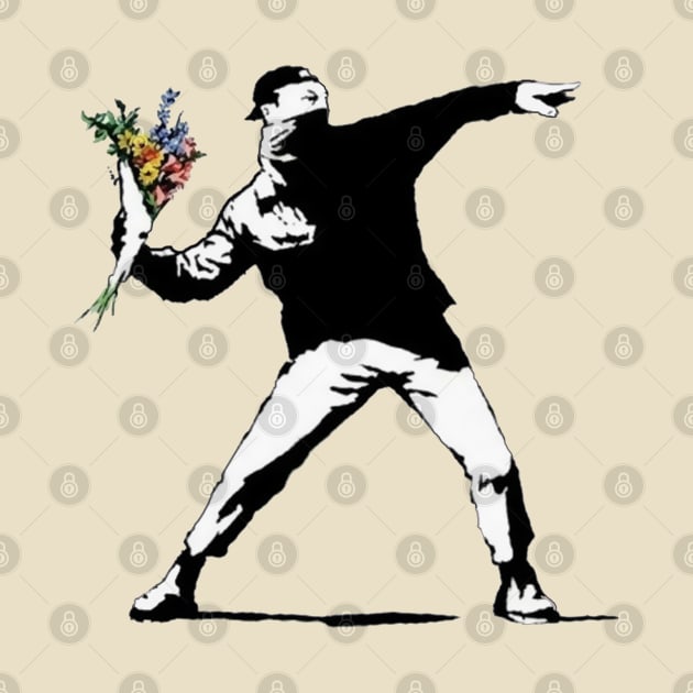 Banksy Flowers Street Artist Graffiti by Closeddoor