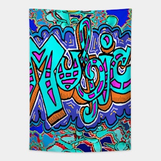 Music Pop Art Blue Tapestry