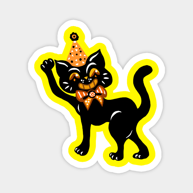 Cute Smiling Black Halloween Cat Magnet by CatsandBats