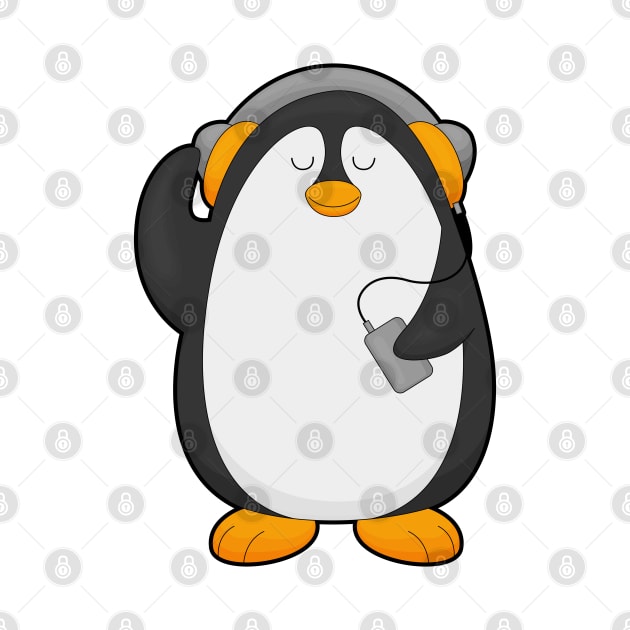 Penguin & Mobile phone with Headset by Markus Schnabel