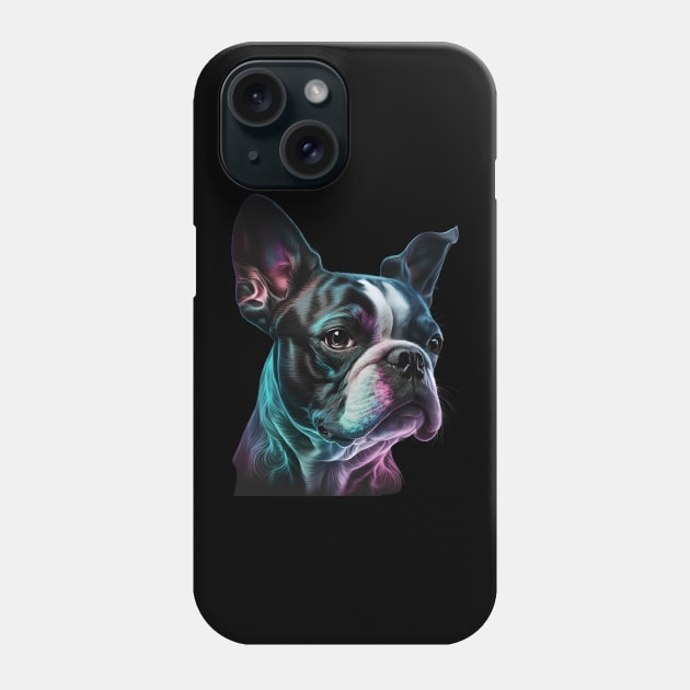 Neon Boston Terrier Dog Phone Case by Sygluv