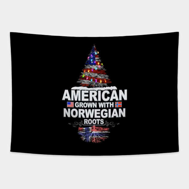 Christmas Tree  American Grown With Norwegian Roots - Gift for Norwegian From Norway Tapestry by Country Flags