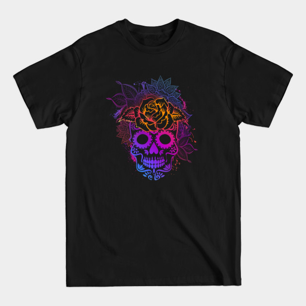 Discover Colorful Sugar Skull Day Of The Dead Dia de Los Muertos Flowers Spook - Sugar Skull Flowers - T-Shirt