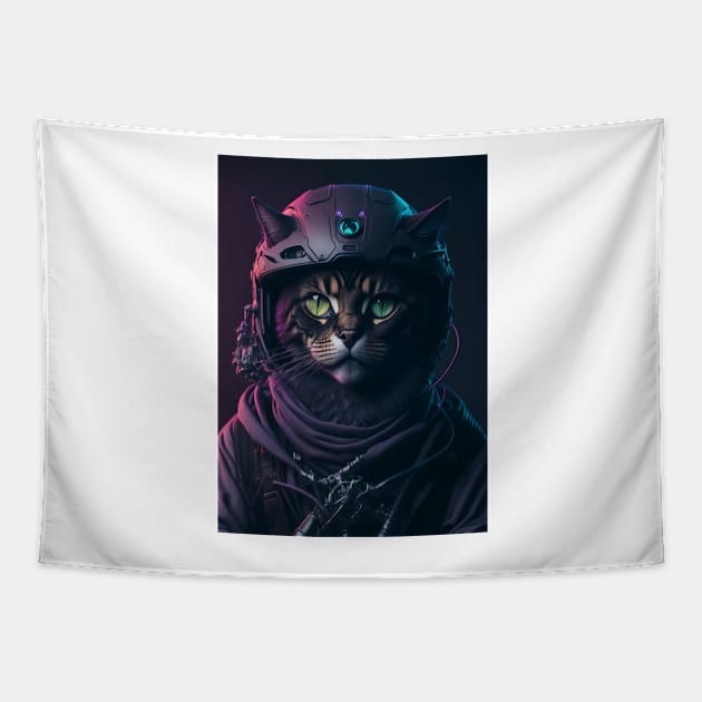 Future Biker Cat Tapestry by johnsalonika84