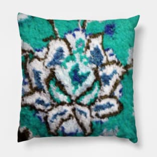 aqua green flower, flower design, floral designs, minimal art, abstract art, floral pattern, antique rug photo , For custom orders please DM me. Pillow