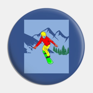 Skier Snow Mountains Extreme Sport Pin