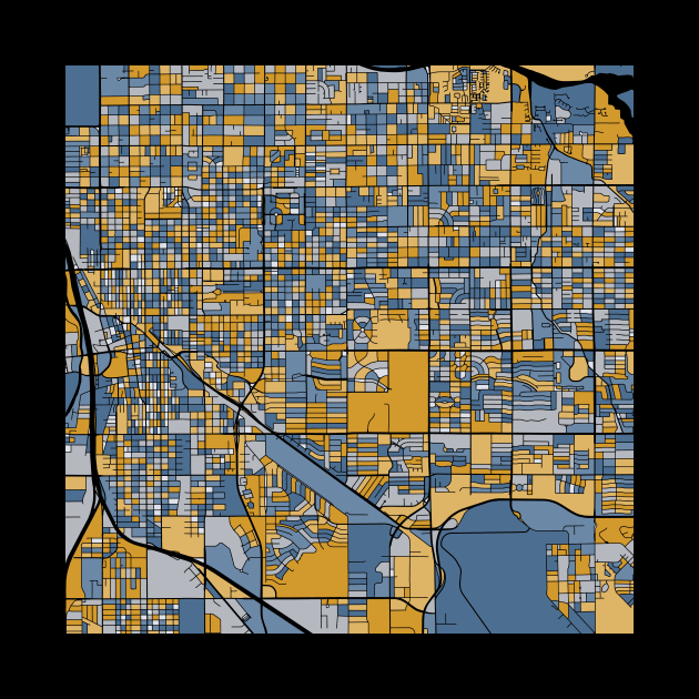Tucson Map Pattern in Blue & Gold by PatternMaps