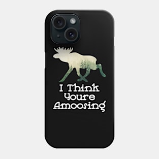 I Think Youre Amoosing Walking Moose With A Green White Forest Tree Fill Phone Case