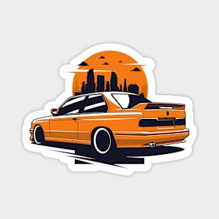 Orange E30 M classic city skyline Magnet