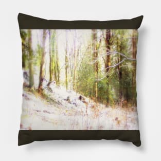 Snowy Sunlit Forest Glade #2 Pillow