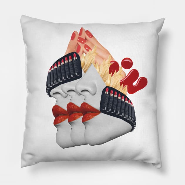 Three Faces Pillow by Luca Mainini