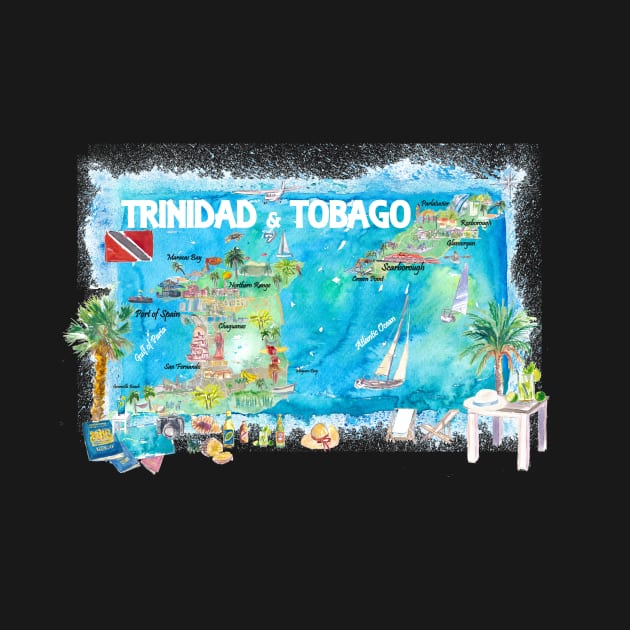 Trinidad Illustrated Travel Map with Roads and Highlights by artshop77