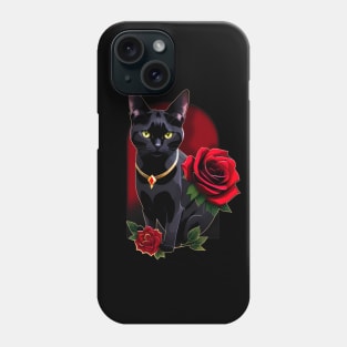 BLACK CAT AND ROSE Phone Case