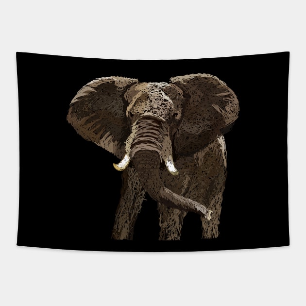 Elephant sketch Tapestry by KondeHipe