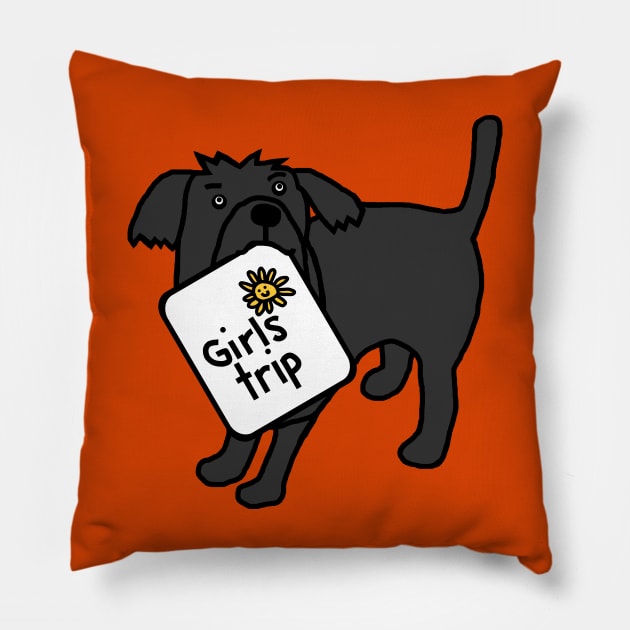 Cute Dog goes on Girls Trip Pillow by ellenhenryart