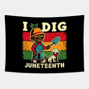 I Dig Juneteenth Black African American Melanin Farmer Pun Tapestry