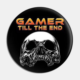 Gamer Till The End Front Skull Orange Pin