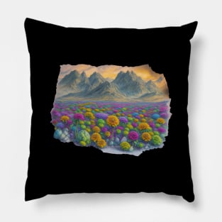 Dahlia Flowers Minimalist Vintage Art Deco Positive Pillow