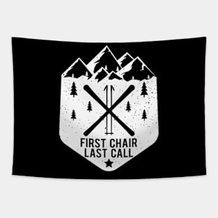 Chair Last Call Winter Snow Mountain Skier Tapestry