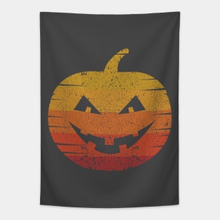 Vintage Halloween Pumpkin Design, Retro Sunset Style Funny Tapestry