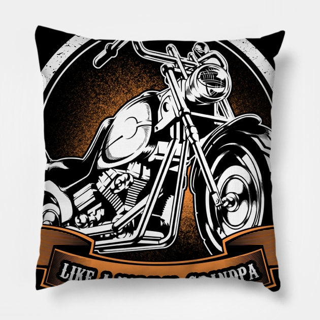 Only Cool Grandpa Rides Motorcycles T Shirt Rider Gift Pillow by easleyzzi