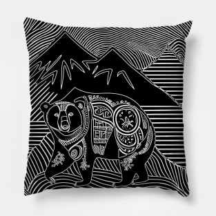 War Bear Warrior Adventure Art White Pillow