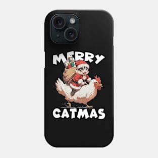 Merry Catmas - 2, Funny Cute Cat on a Chicken Phone Case