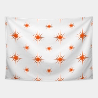 Orange Atomic Starburst Mid Century Modern Pattern Tapestry