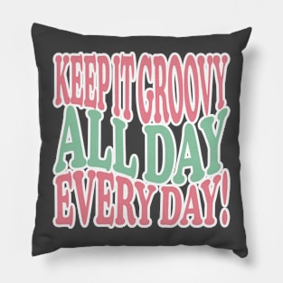 Groovy poster lettering, hippie, joy Pillow