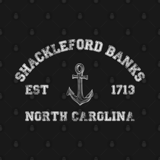 Shackleford Banks, North Carolina Vintage Nautical Anchor Retro by Contentarama