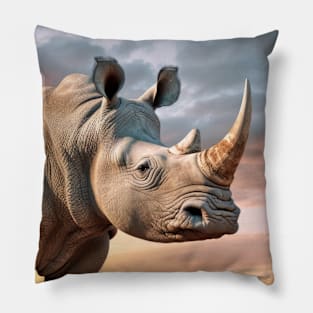 Rhinoceros Animal Nature Majestic Wild Pillow