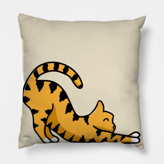 2D ginger cat stretching Pillow by AshStore