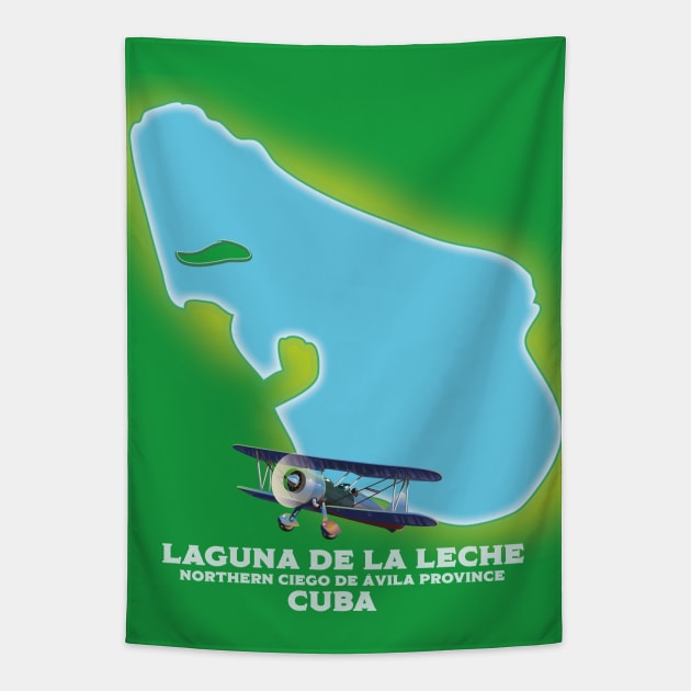 Laguna de la Leche, Cuba Lake map Tapestry by nickemporium1