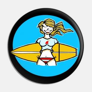 Surfer Girl Del Mar California Pin